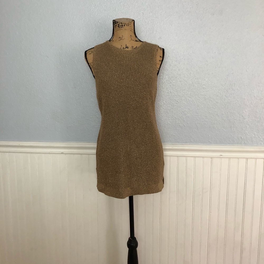 NWT Ralph Lauren Gold Shimmer Metallic Tunic Top Shirt Dress Size M